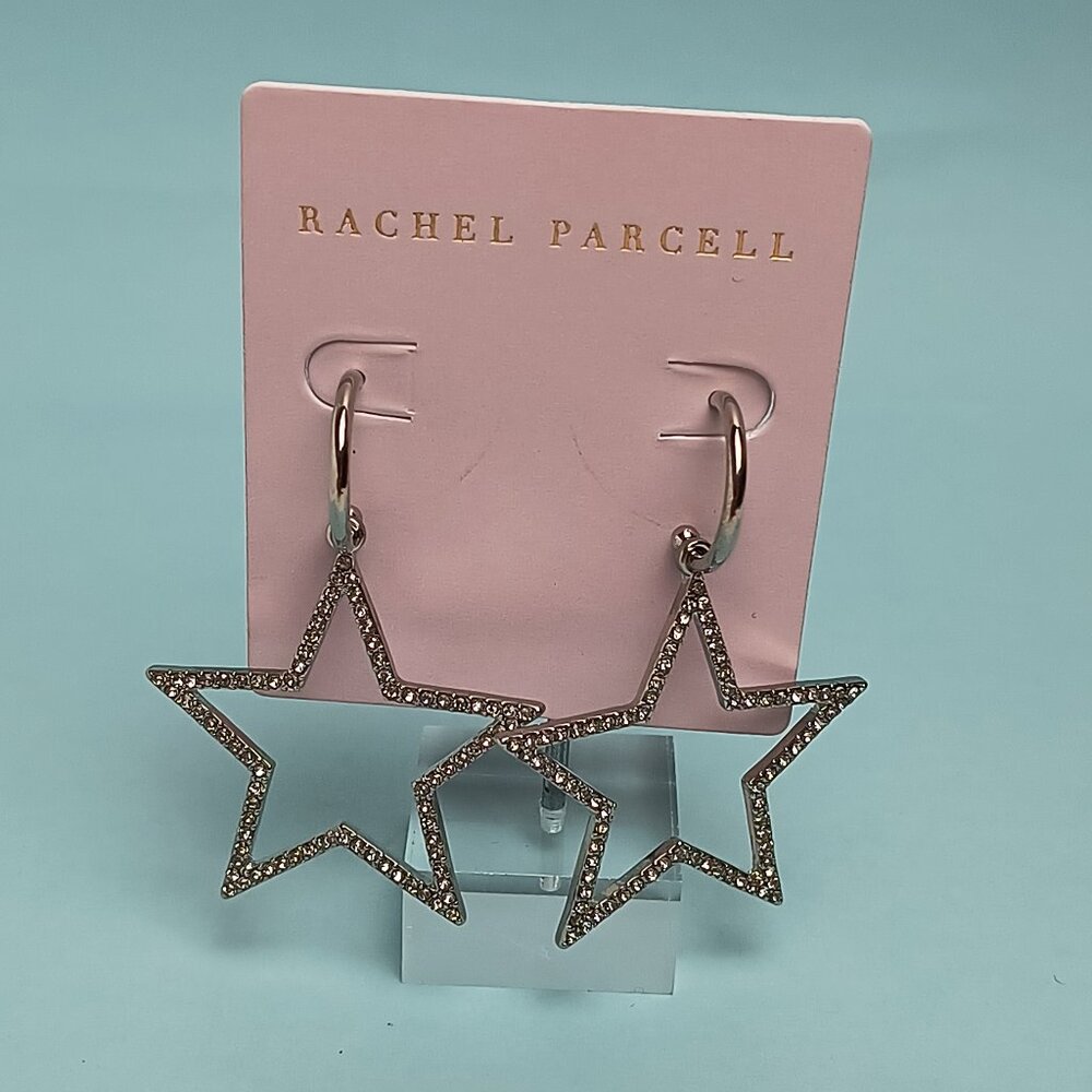 Rachel Parcell Silver Pave Star Dangle Earrings